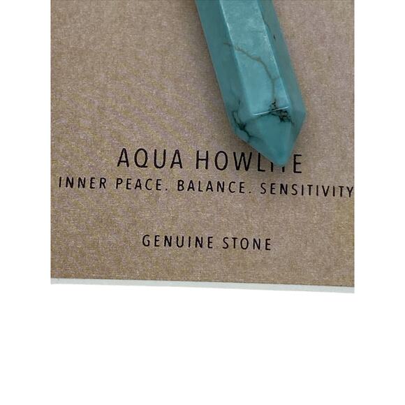MACY'S Genuine Aqua Howlite Pendant Necklace w/ Gold Hardware/Chain NWT $80! - Picture 3 of 5